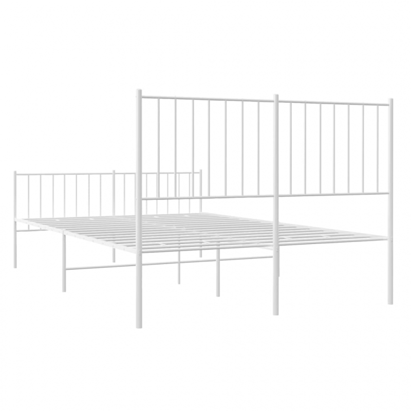 Bettgestell mit Kopf- und Fußteil Metall Weiß 120x190 cm