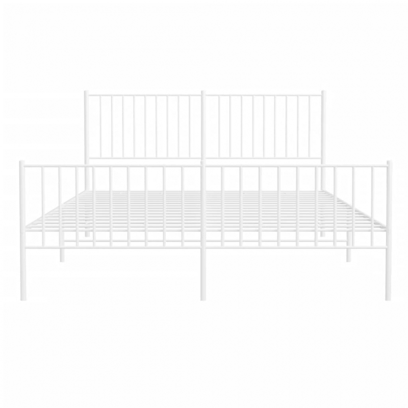 Bettgestell mit Kopf- und Fußteil Metall Weiß 160x200 cm