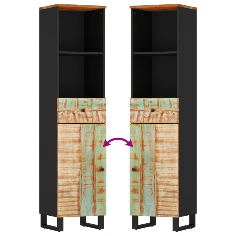 Badschrank 38x33x160 cm Altholz Massivholz