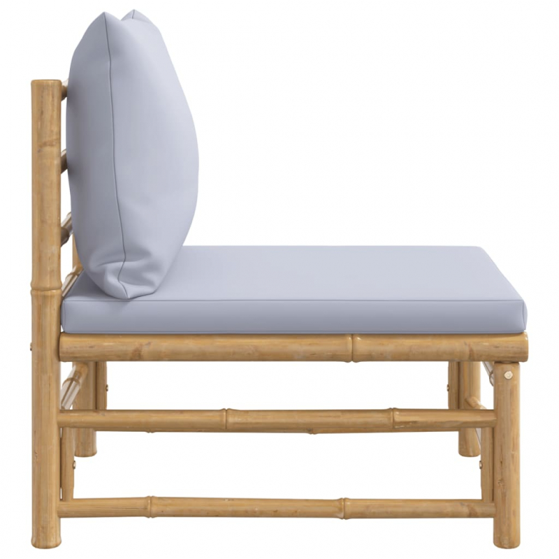 Garten-Mittelsofa mit Hellgrauen Kissen Bambus