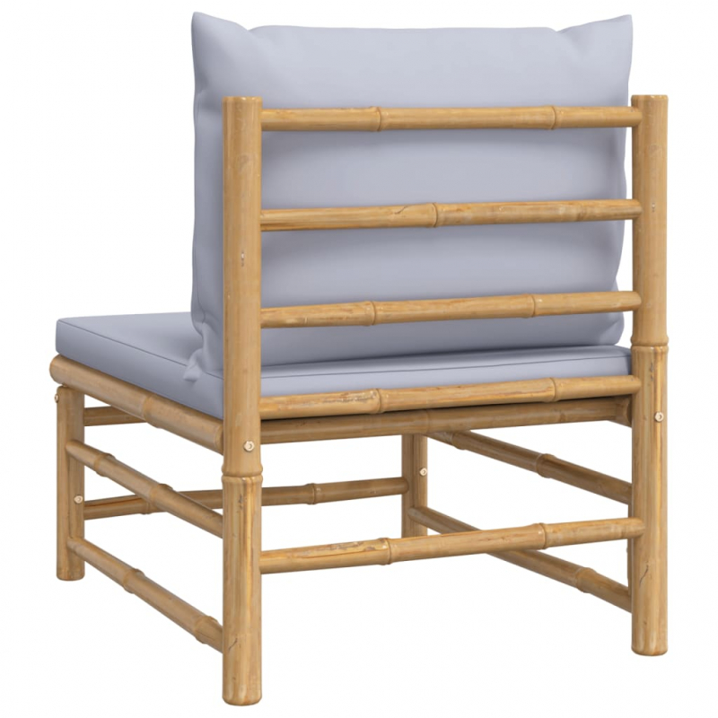 Garten-Mittelsofa mit Hellgrauen Kissen Bambus