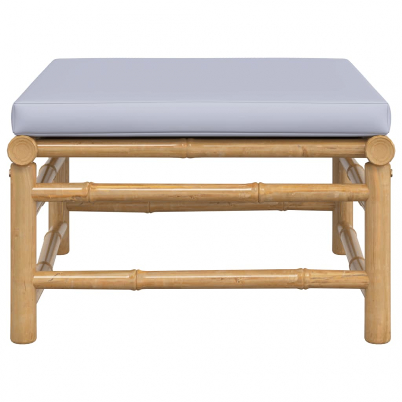 Gartenhocker mit Hellgrauem Kissen Bambus