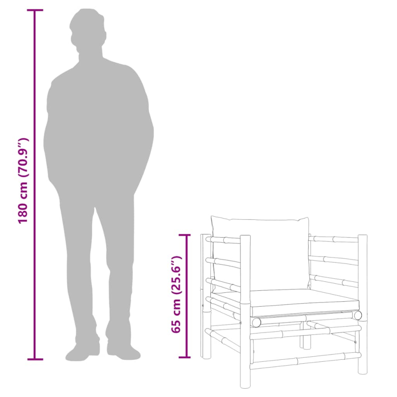Gartensessel mit Taupe Kissen Bambus