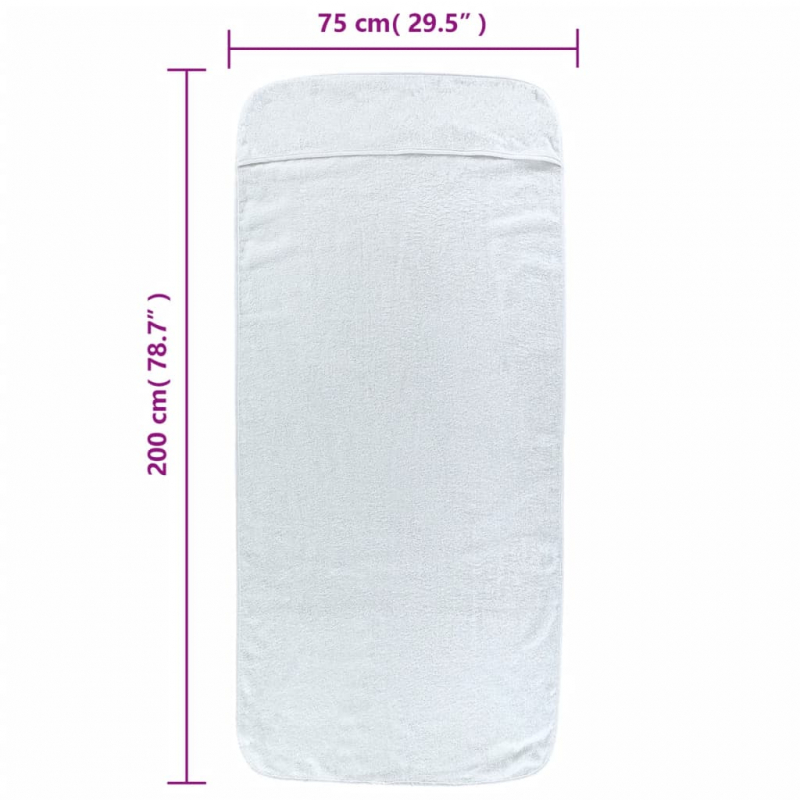 Strandtücher 2 Stk. Weiß 75x200 cm Stoff 400 GSM
