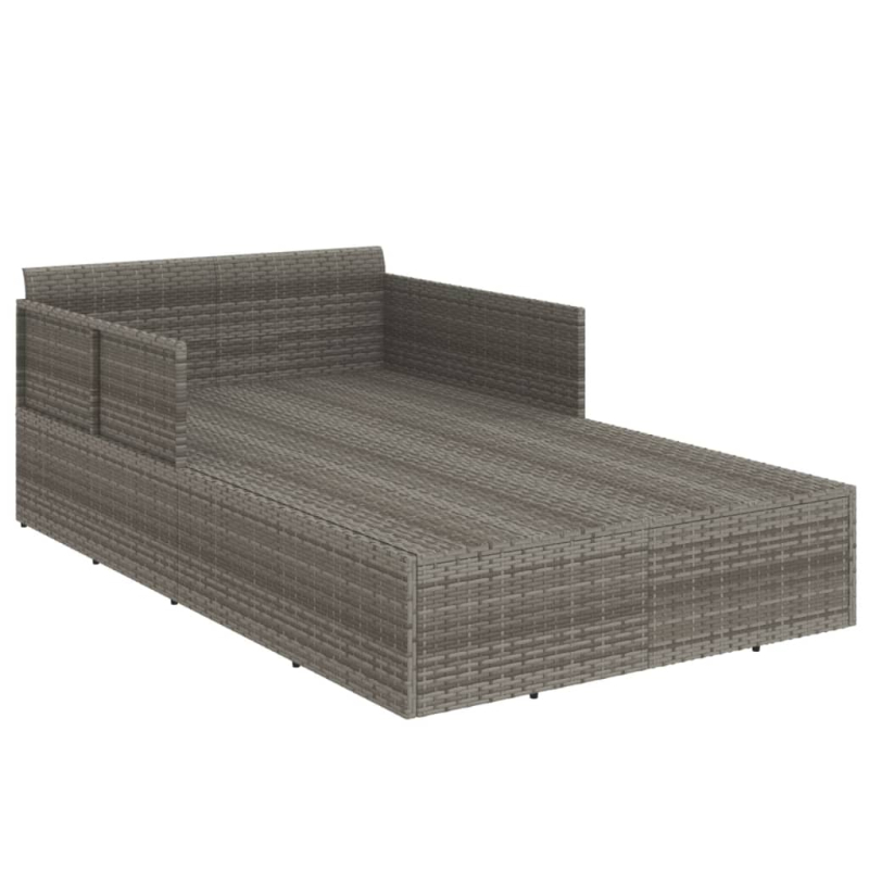 Sonnenliege mit Kissen Grau 182x118x63 cm Poly Rattan
