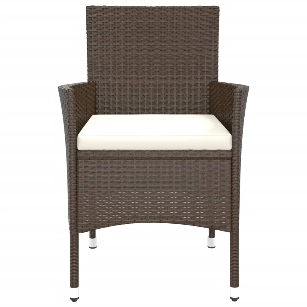 Gartenstühle mit Kissen 2 Stk. Braun Poly Rattan (nur UK/IE/FI/NO)