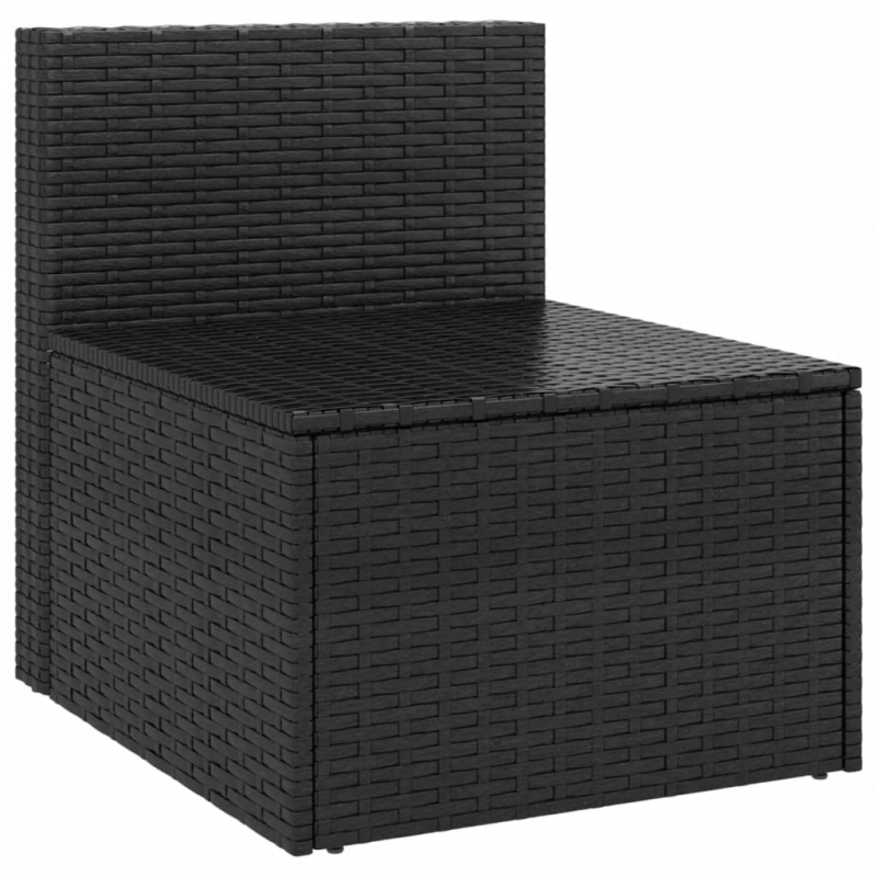 Garten-Mittelsofas mit Kissen 2 Stk. Schwarz Poly Rattan