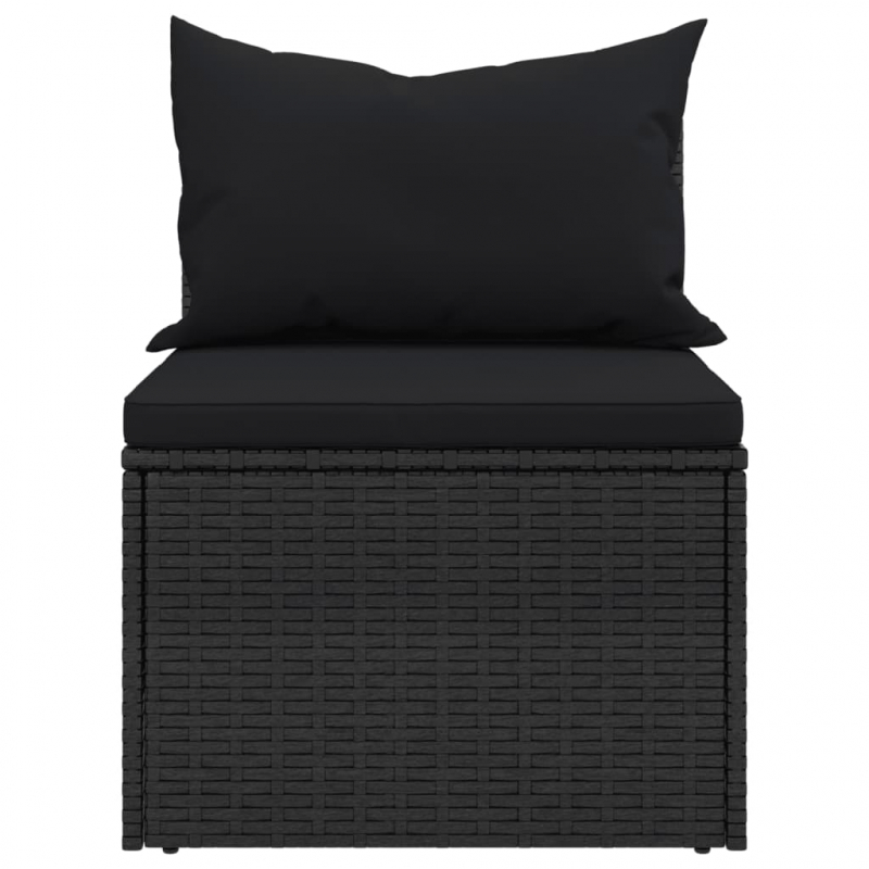 Garten-Mittelsofas mit Kissen 2 Stk. Schwarz Poly Rattan