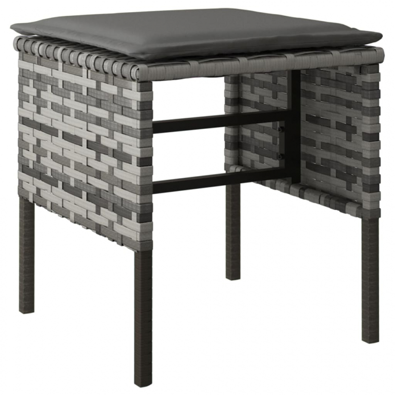 Gartenhocker mit Kissen 4 Stk. Grau Poly Rattan