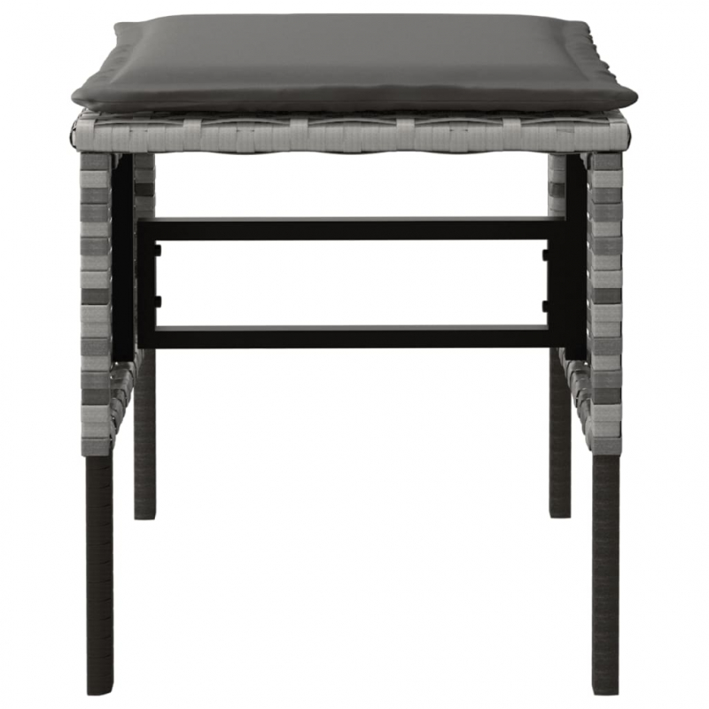 Gartenhocker mit Kissen 4 Stk. Grau Poly Rattan