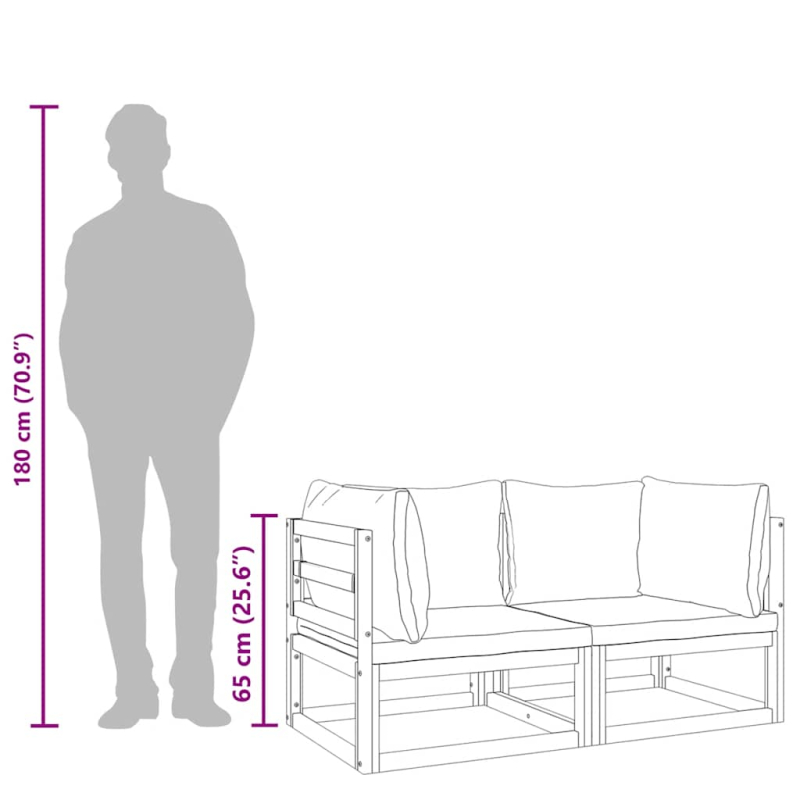 Modular-Ecksofas 2 Stk. mit Grünen Kissen Massivholz Akazie