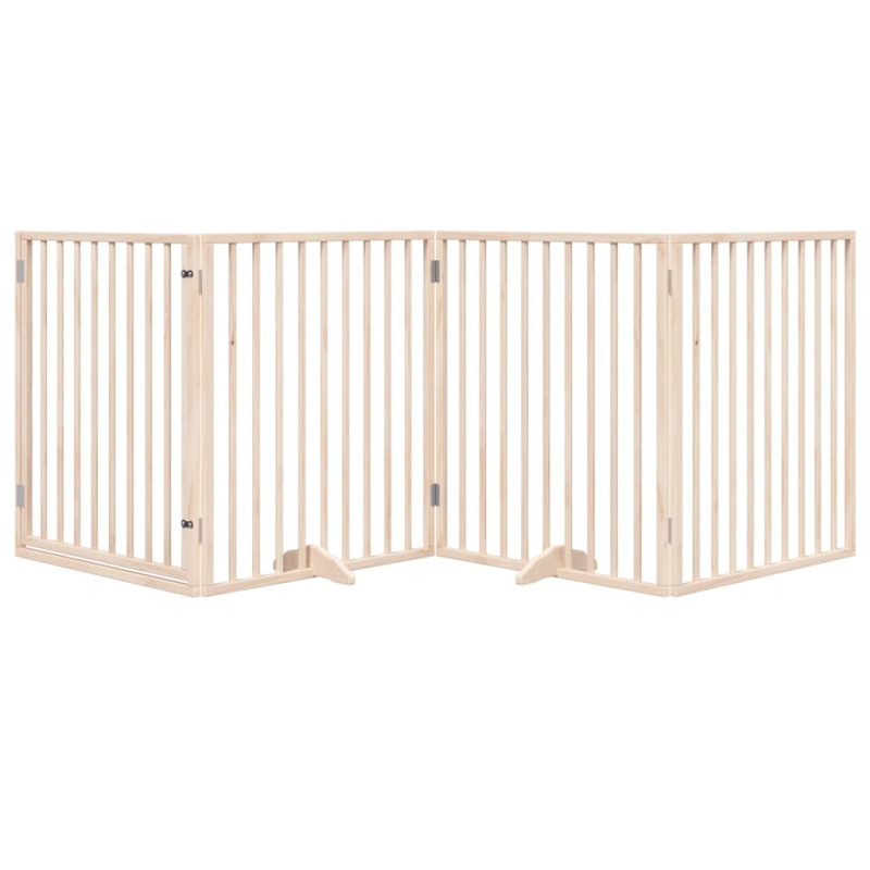 4-tlg. Hundetor mit Tür Faltbar 320 cm Pappelholz