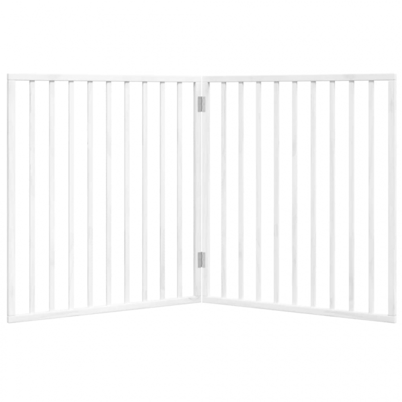 2-tlg. Hundetor Faltbar Weiß 160 cm Pappelholz