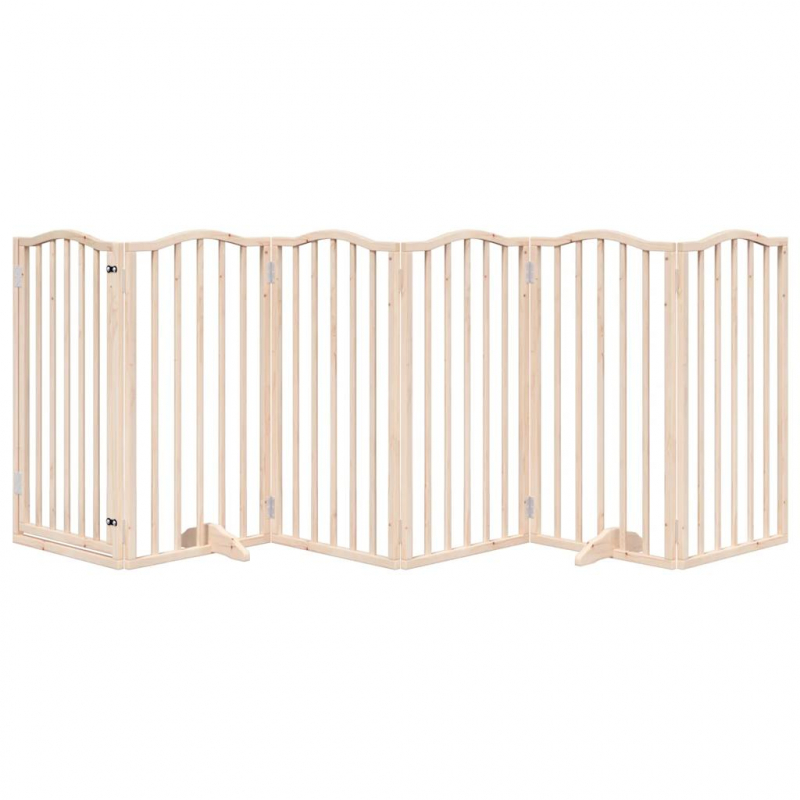 6-tlg. Hundetor mit Tür Faltbar 300 cm Pappelholz