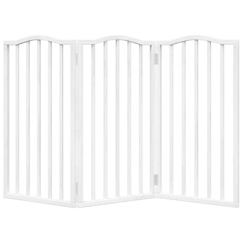 3-tlg. Hundetor Faltbar Weiß 150 cm Pappelholz