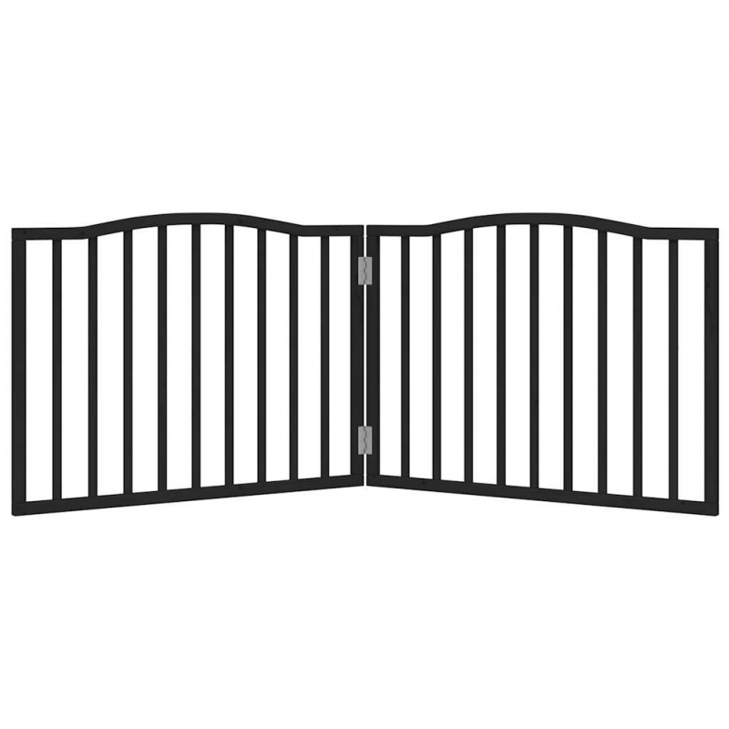 2-tlg. Hundetor Faltbar Schwarz 160 cm Pappelholz