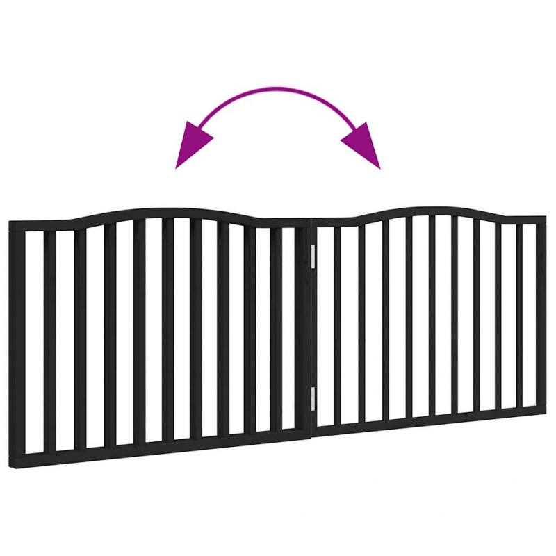 2-tlg. Hundetor Faltbar Schwarz 160 cm Pappelholz