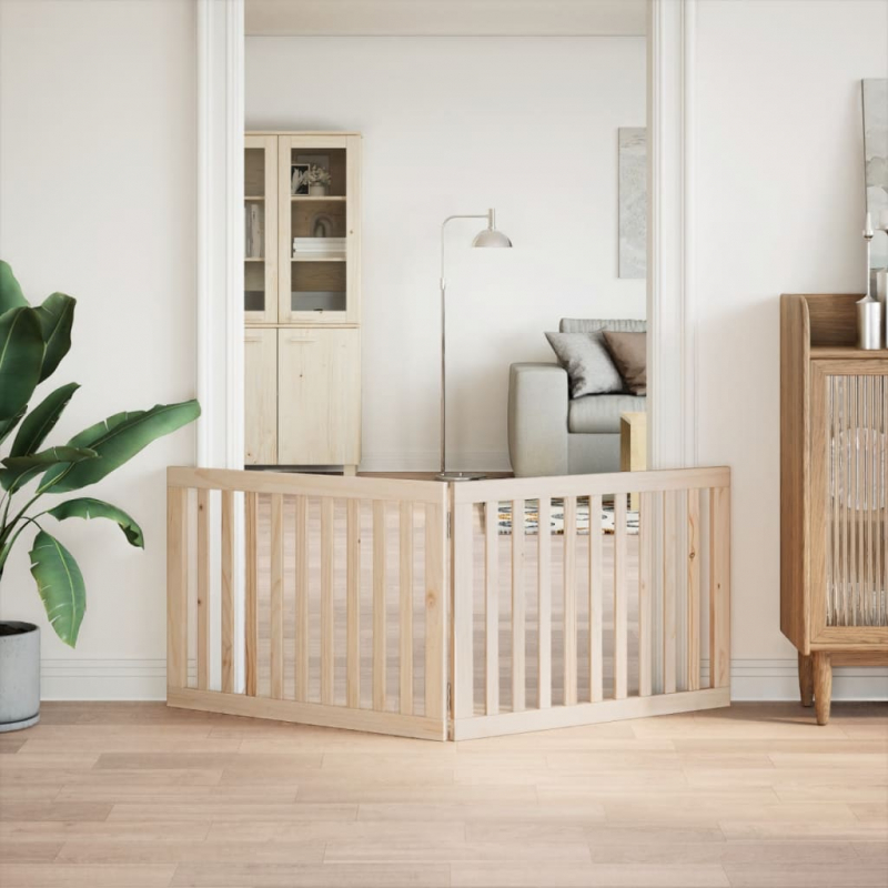 2-tlg. Hundetor Faltbar 160 cm Pappelholz