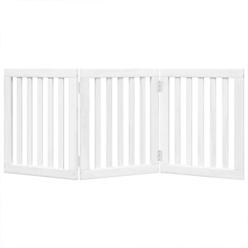 3-tlg. Hundetor Faltbar Weiß 150 cm Pappelholz