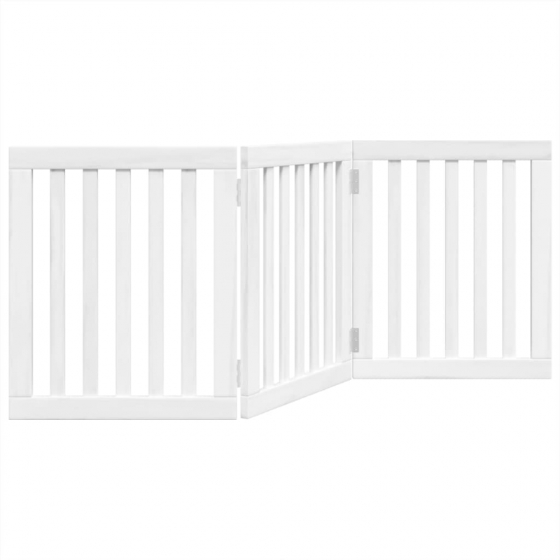 3-tlg. Hundetor Faltbar Weiß 150 cm Pappelholz