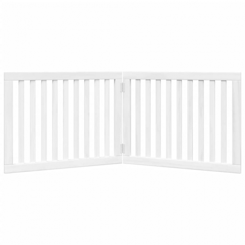 2-tlg. Hundetor Faltbar Weiß 160 cm Pappelholz