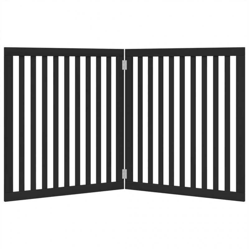 2-tlg. Hundetor Faltbar Schwarz 160 cm Pappelholz