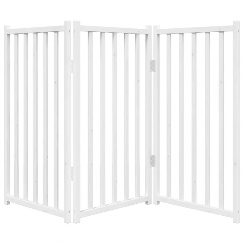 3-tlg. Hundetor Faltbar Weiß 150 cm Massivholz Tanne