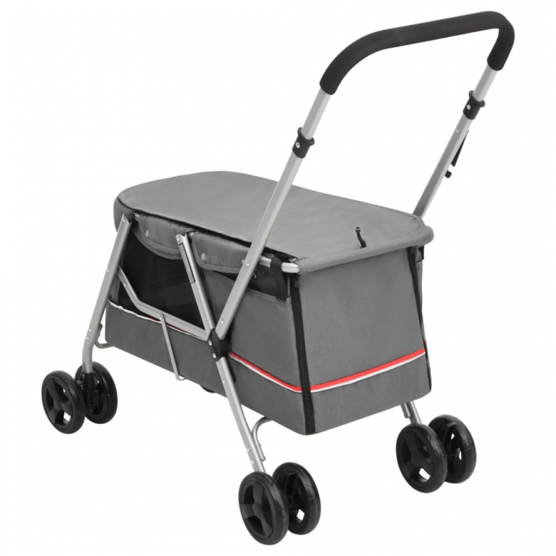 Hundewagen Faltbar Grau 100x49x96 cm Leinenstoff