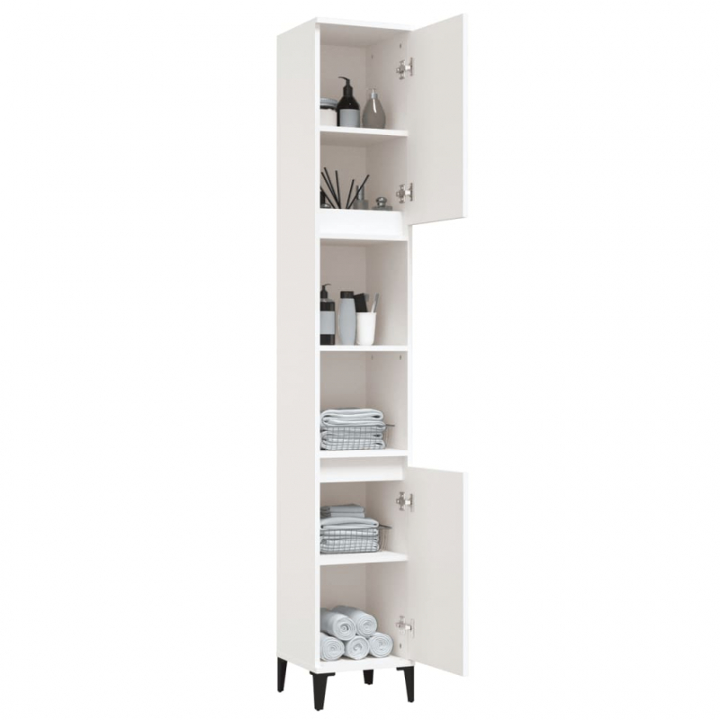 Badschrank Weiß 30x30x190 cm Holzwerkstoff