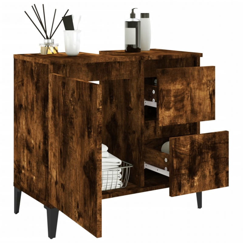Badschrank Räuchereiche 65x33x60 cm Holzwerkstoff