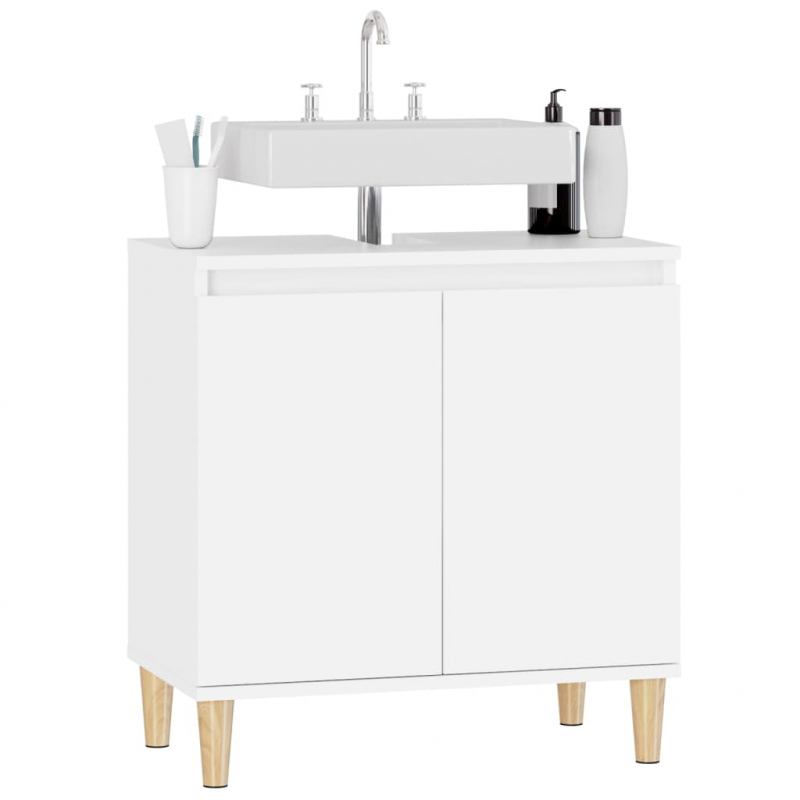 Waschbeckenunterschrank Weiß 58x33x60 cm Holzwerkstoff