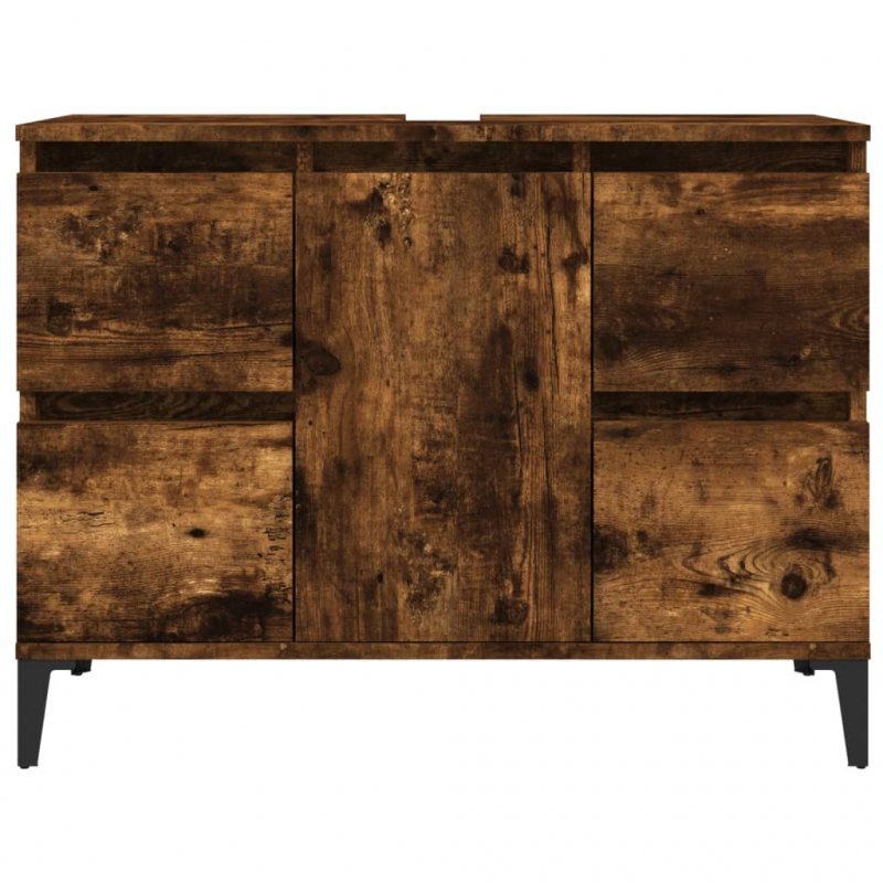 Waschbeckenunterschrank Räuchereiche 80x33x60 cm Holzwerkstoff