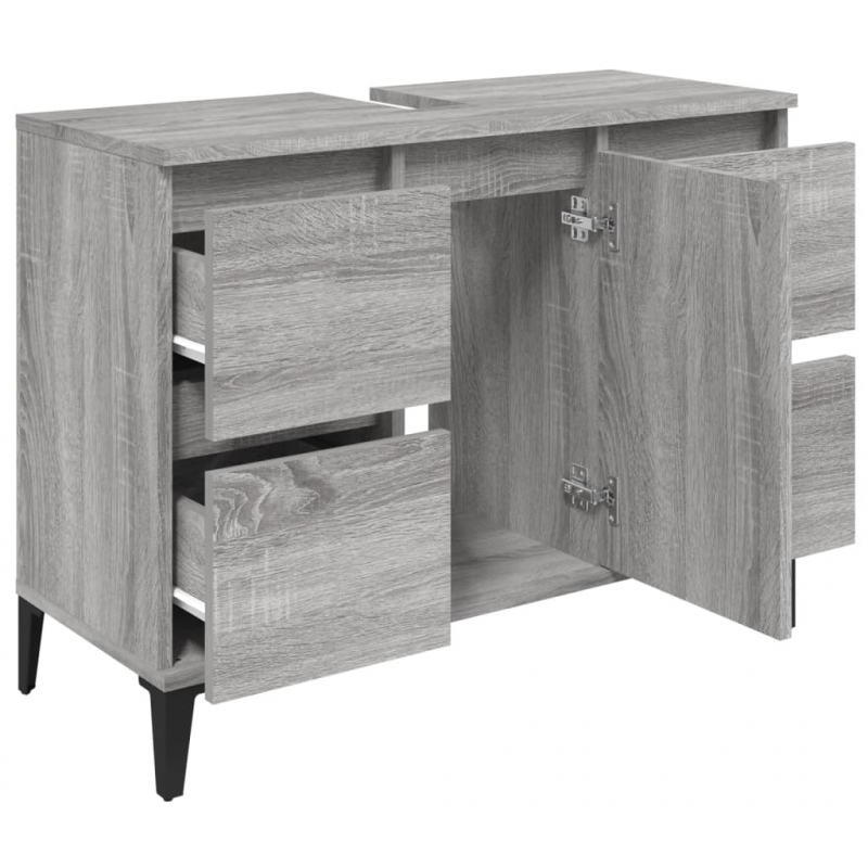 Waschbeckenunterschrank Grau Sonoma 80x33x60 cm Holzwerkstoff