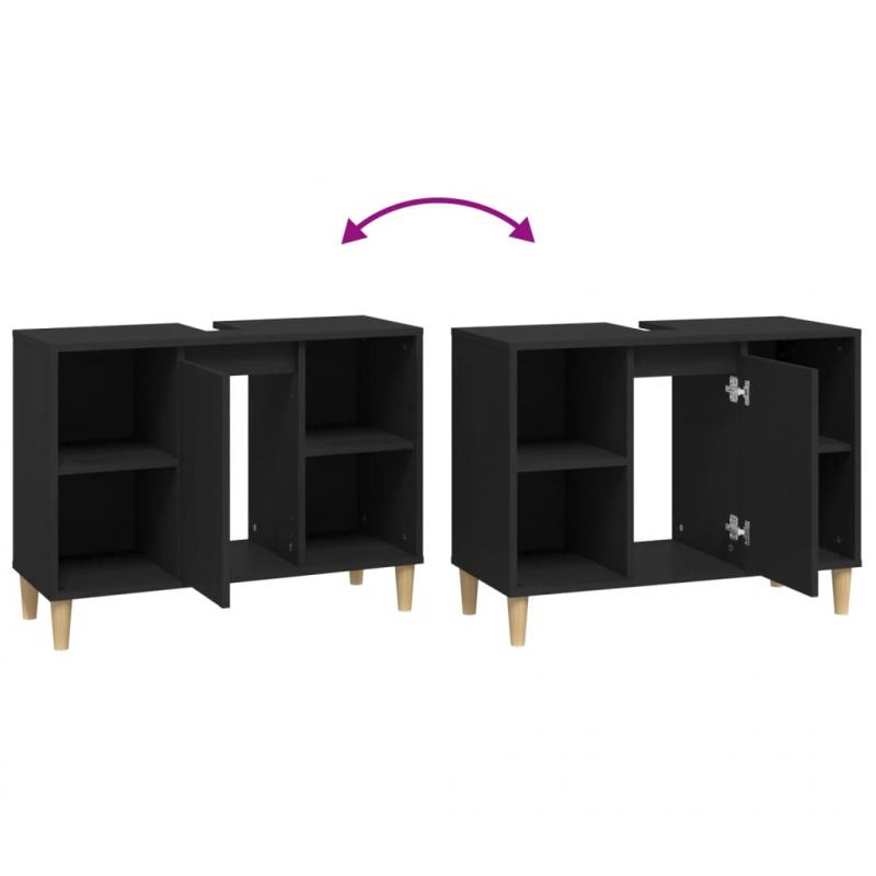 Waschbeckenunterschrank Schwarz 80x33x60 cm Holzwerkstoff