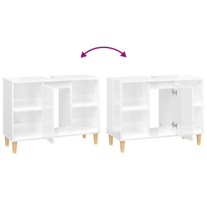 Waschbeckenunterschrank Hochglanz-Weiß 80x33x60cm Holzwerkstoff