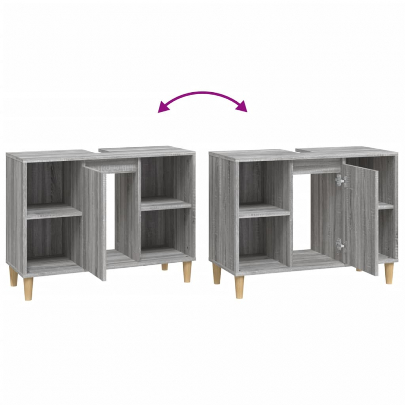 Waschbeckenunterschrank Grau Sonoma 80x33x60 cm Holzwerkstoff