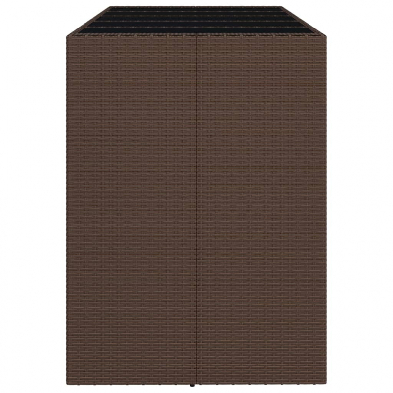 Bartisch mit Glasplatte Braun 185x80x110 cm Poly Rattan