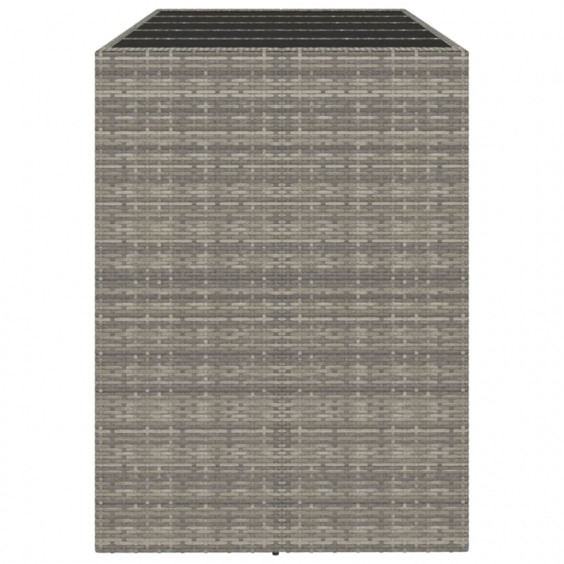 Bartisch mit Glasplatte Grau 185x80x110 cm Poly Rattan