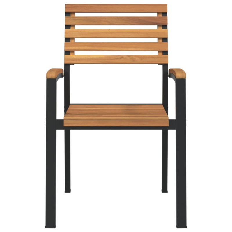 Stapelbare Gartenstühle 2 Stk. Massivholz Akazie und Metall