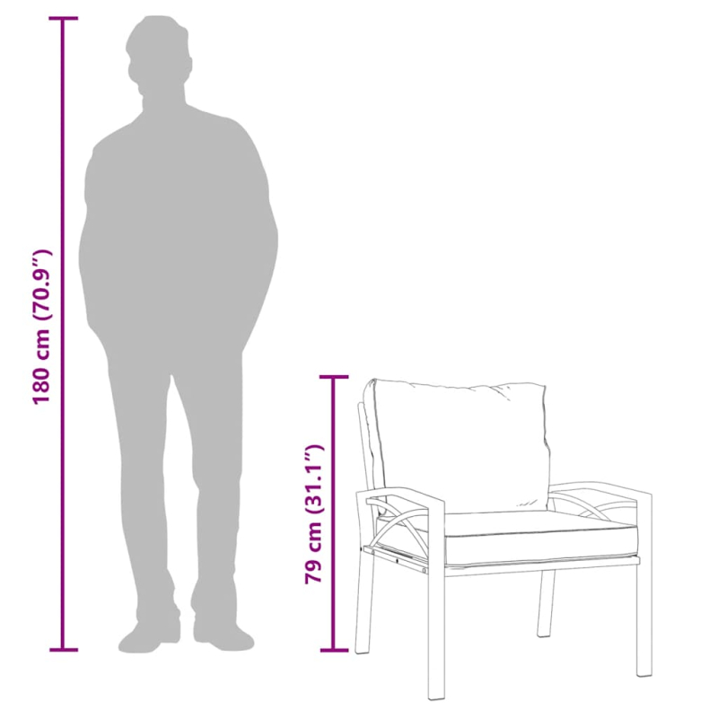 Gartenstühle mit Grauen Kissen 2 Stk. 68x76x79 cm Stahl