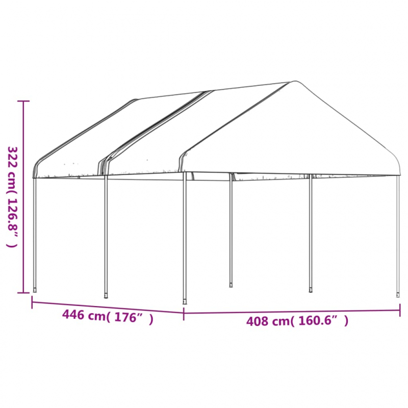 Pavillon mit Dach Weiß 4,46x4,08x3,22 m Polyethylen
