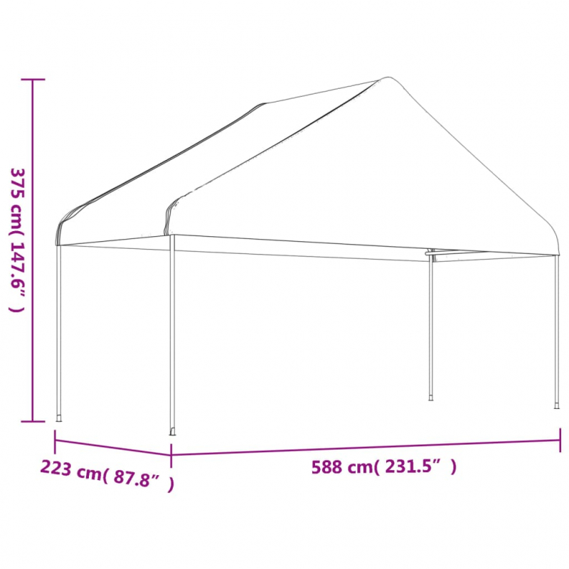 Pavillon mit Dach Weiß 6,69x5,88x3,75 m Polyethylen