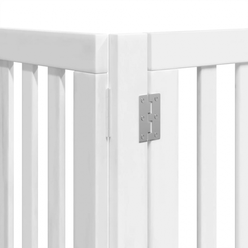 9-tlg. Hundetor mit Tür Faltbar Weiß 450 cm Pappelholz