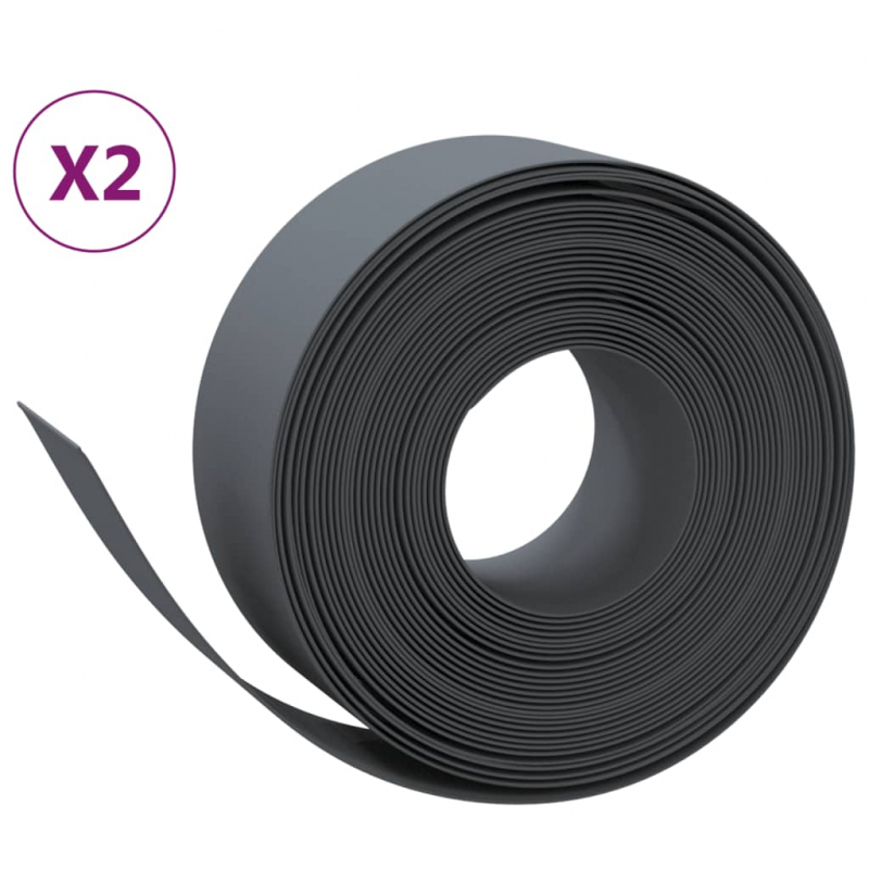 Rasenkanten 2 Stk. Grau 10 m 20 cm Polyethylen