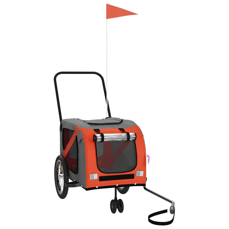 Fahrradanhänger Hunde Orange und Grau Oxford-Gewebe und Eisen