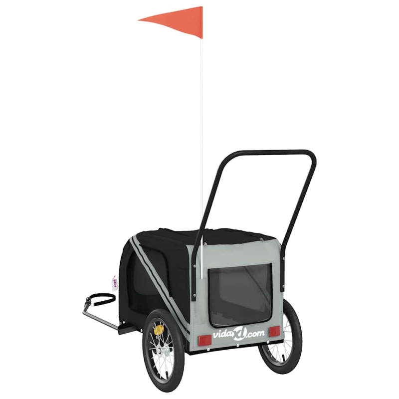 Fahrradanhänger Hunde Grau und Schwarz Oxford-Gewebe und Eisen