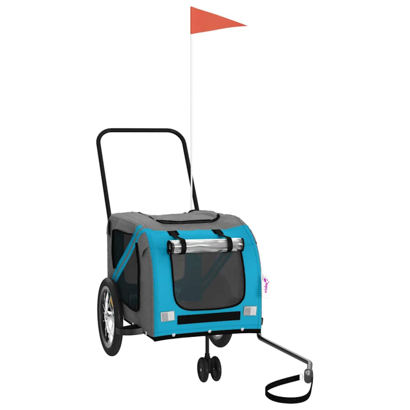 Fahrradanhänger Hunde Blau und Grau Oxford-Gewebe und Eisen