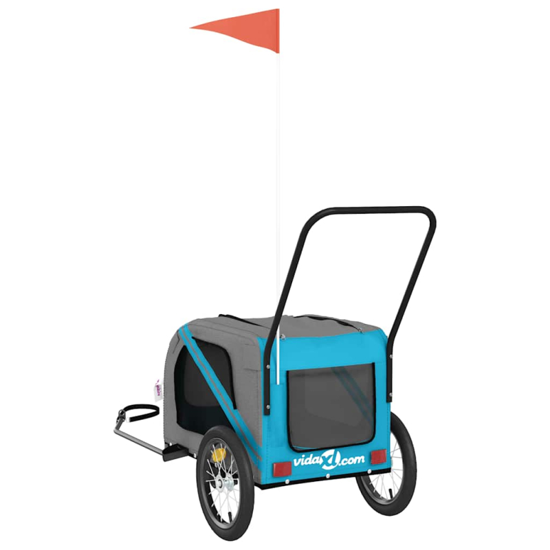 Fahrradanhänger Hunde Blau und Grau Oxford-Gewebe und Eisen