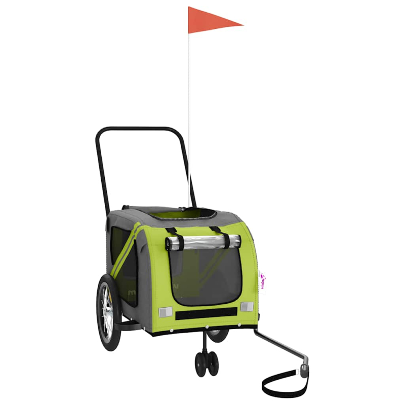 Fahrradanhänger Hunde Grün und Grau Oxford-Gewebe und Eisen