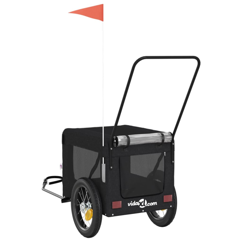 Fahrradanhänger Hunde Schwarz Oxford-Gewebe und Eisen